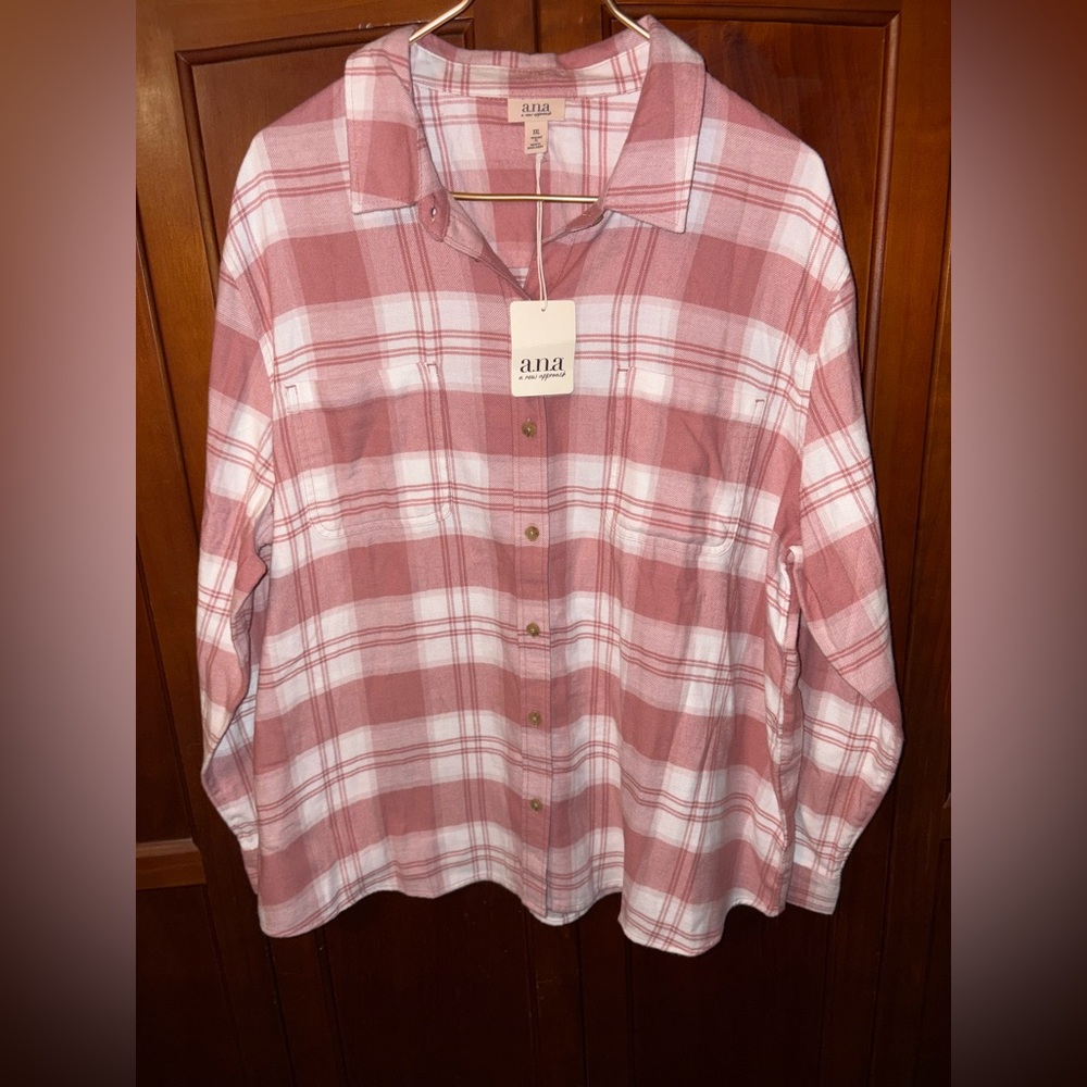 a.n.a Rose Plaid Casual Shirt #1179